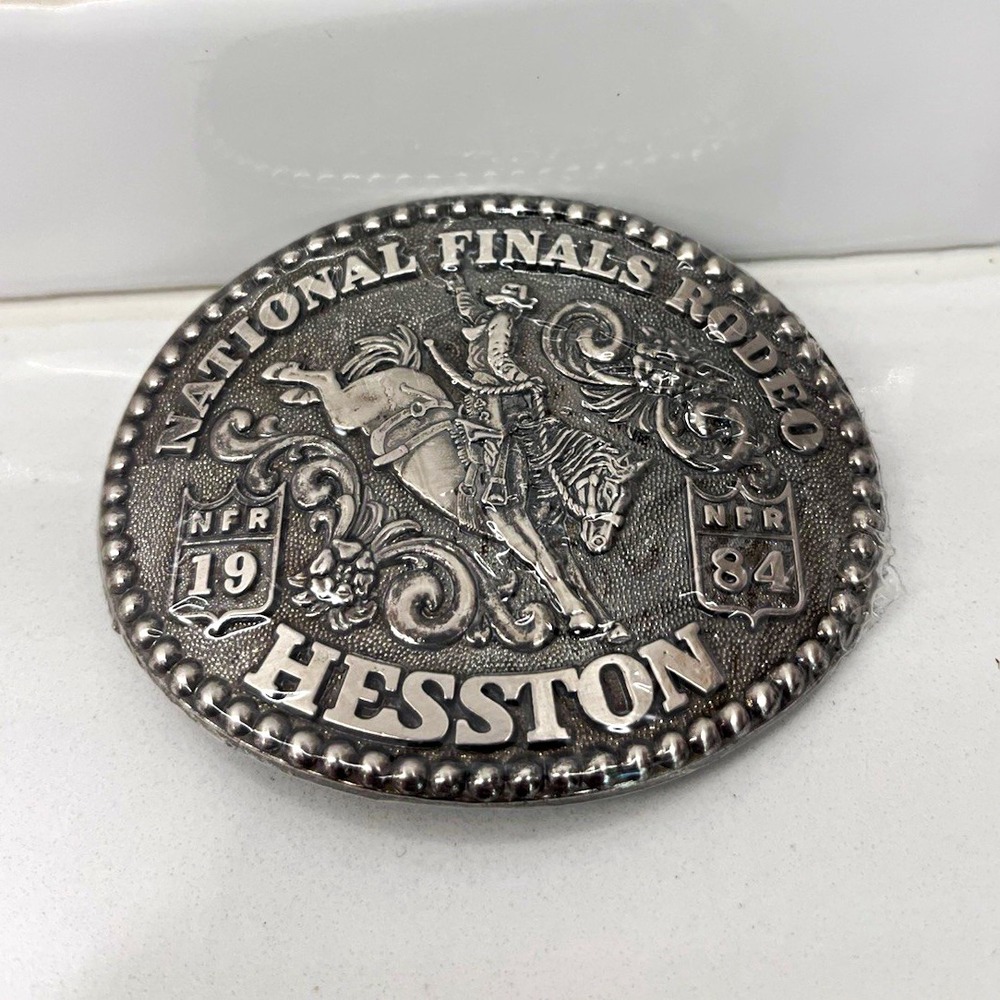 Hesston National Finals Rodeo NFR 1984 Oval Western Americana Belt Buckle NWT
